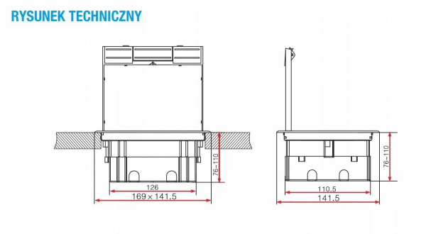 Puszka podłogowa 4M, 4 x (45x45)