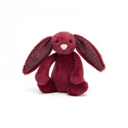 Jellycat króliczek Bashful Cassis z błyszczącymi uszami 18cm