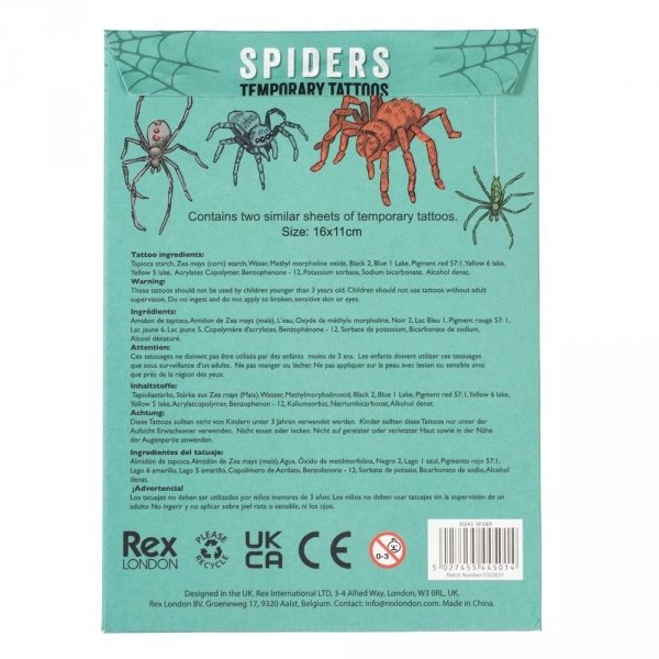 Rex london zestaw tatuaży zmywalnych pająki