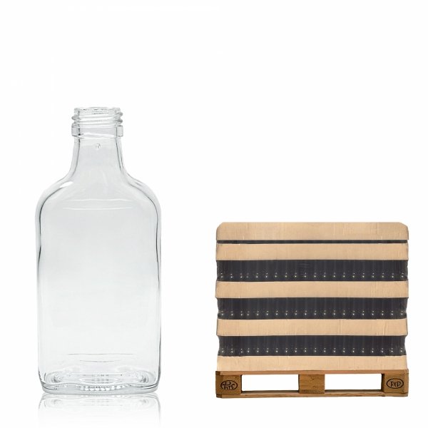 Szklana butelka PIERSIÓWKA 200 ml (68.5 mm) na alkohol – półpaleta 1056 szt. idealna dla hurtu.