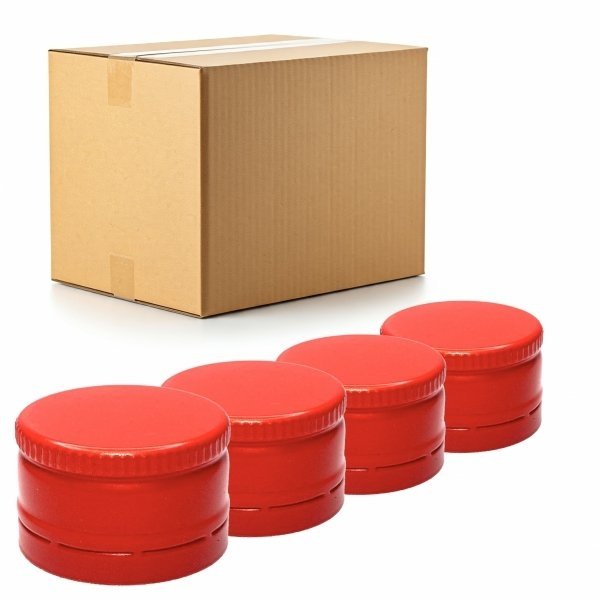 Zakrętki FI 28/18 Gwintowane Czerwone - Karton 4800 szt