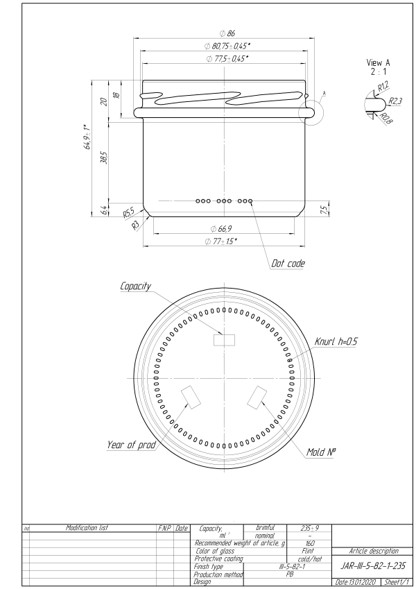 VGA Słoik 235ml TO82- Paleta 4752 szt