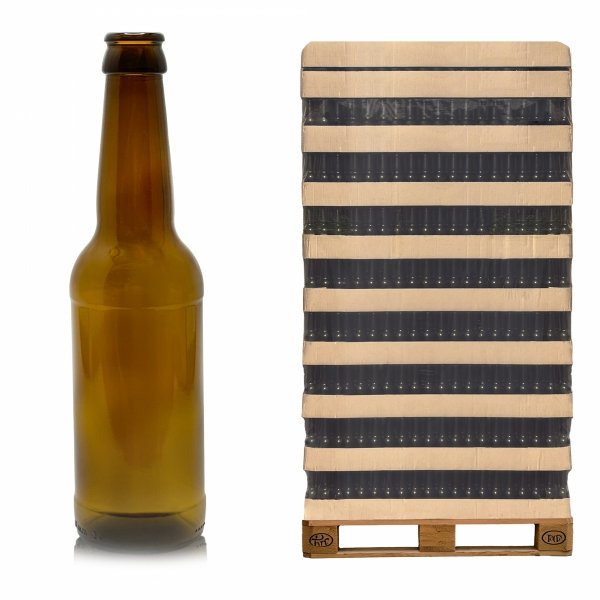 Paleta butelek LONGNECK do piwa, 330 ml, 0,3 l, brązowa, 3339 sztuk.