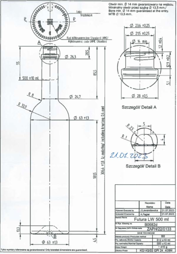 DGS Butelka Futura 500ml GPI - Paleta 1428 szt.