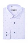 Koszula męska Slim DR898 - biała w niebieski wzorek