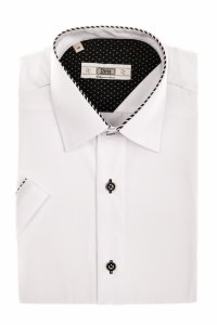 Koszula męska Slim - biała z czarnymi dodatkami