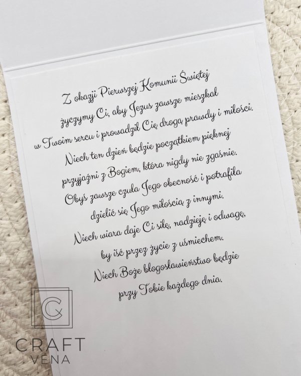 Kartka Pamiątka I Komunia Świętej dla dziewczynki