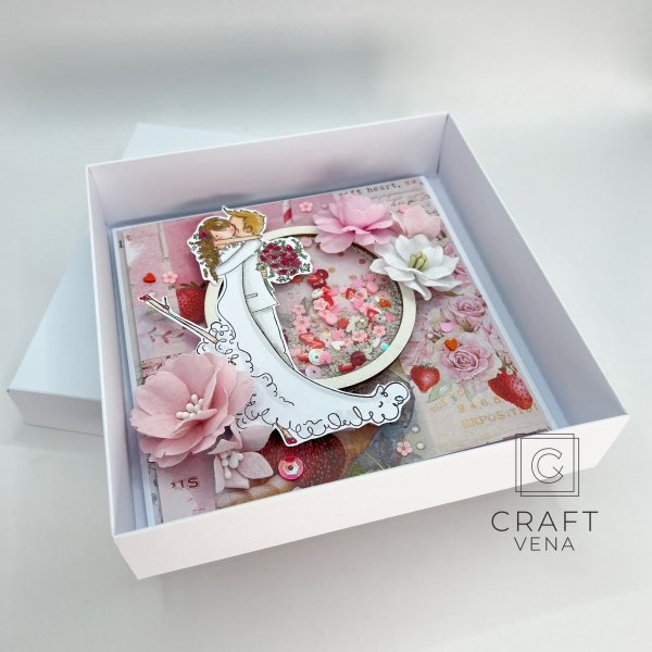 Kartka ręcznie robiona na Ślub z shakerem i złoceniem 004 | Craftvena