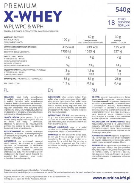 KFD X-Whey 540 g Karmelowo-mleczny