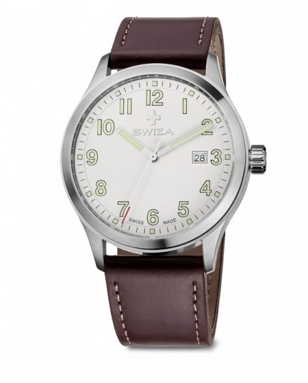 Zegarek SWIZA Kretos Gent SST white-brown WAT.0251.1001