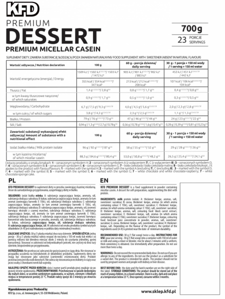 KFD Dessert 700 g Biała czekolada-biszkopt