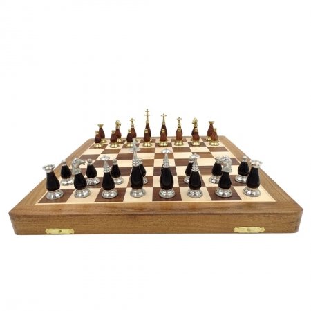 Ekskluzywne szachy mosiężno-drewniane G635