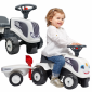 FALK Traktorek Baby Valtra Biały z Przyczepką + akc. od 1 roku 