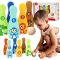 TOOKY TOY Drewniane Kręgle dla Dzieci 6 szt. + Piłka 
