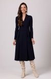 Bewear B266 sukienka rozkloszowana z naszytymi kieszeniami granatowa 
