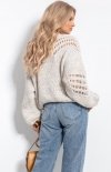 Oversizowy sweter alpaka beżowy F1054 tył