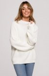 Oversizowy sweter z półgolfem ecru BK078