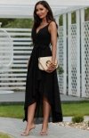 Elizabeth Paula czarna sukienka maxi gładka bez brokatu-1