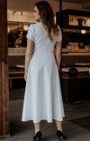Tessita T372 rozkloszowana sukienka maxi biała tył