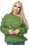 Cieplutki sweter z frędzlami 30062