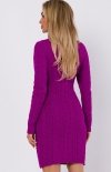 Moe M773 sweterkowa mini sukienka purpurowa tył