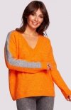 Oversizowy sweter z lampasami BK093 orange