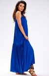 Awama A582 oversizowa letnia sukienka maxi niebieska-1