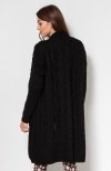 Swetrowy płaszcz z kieszeniami czarny SWE139 tył