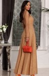 Długa brokatowa sukienka Paris złota tył