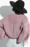 Fobya F1378 wełniany sweter z frędzlami tył