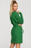 Moe M714 sweterkowa sukienka zielona tył