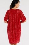 Oversizowa sukienka cekinowa czerwona Awama A566 tył
