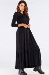 Długa sukienka z falbaną czarna A455-1