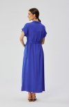 Stylove S364 sukienka maxi rozpinana z krótkimi rękawami niebieska tył