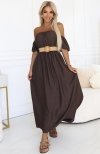 Numoco 614-1 sukienka maxi w stylu boho z odkrytymi ramionami i paskiem 