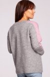 Oversizowy sweter z lampasami BK093 szary tył