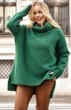 Asymetryczny sweter z golfem Anna zielony-1