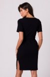 Bewear B263 dzienna bawełniana sukienka czarna tył