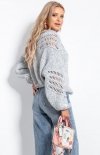 Oversizowy sweter alpaka szary F1054 tył