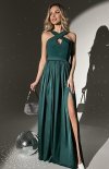 Wieczorowa długa sukienka z błyskiem zielona-1