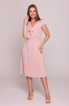Stylove S411 sukienka z żabotem pudrowa 