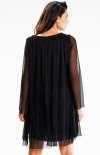 Awama A628 połyskująca sukienka oversizowa czarna tył