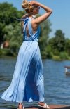 Efektowna sukienka maxi błękitna tył