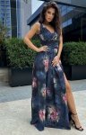 Elegancka sukienka maxi w kwiaty 245-01