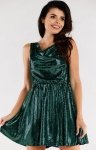 Rozkloszowana sukienka z gumką A562 zielona