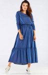 Długa sukienka z falbaną blue A455