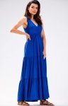 Awama A581 oversizowa sukienka maxi niebieska