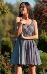Elizabeth Nicole rozkloszowana mini sukienka disco metalic