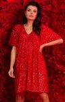 Oversizowa sukienka cekinowa czerwona Awama A566