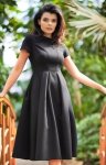 Awama A569 sukienka midi z zakładkami czarna